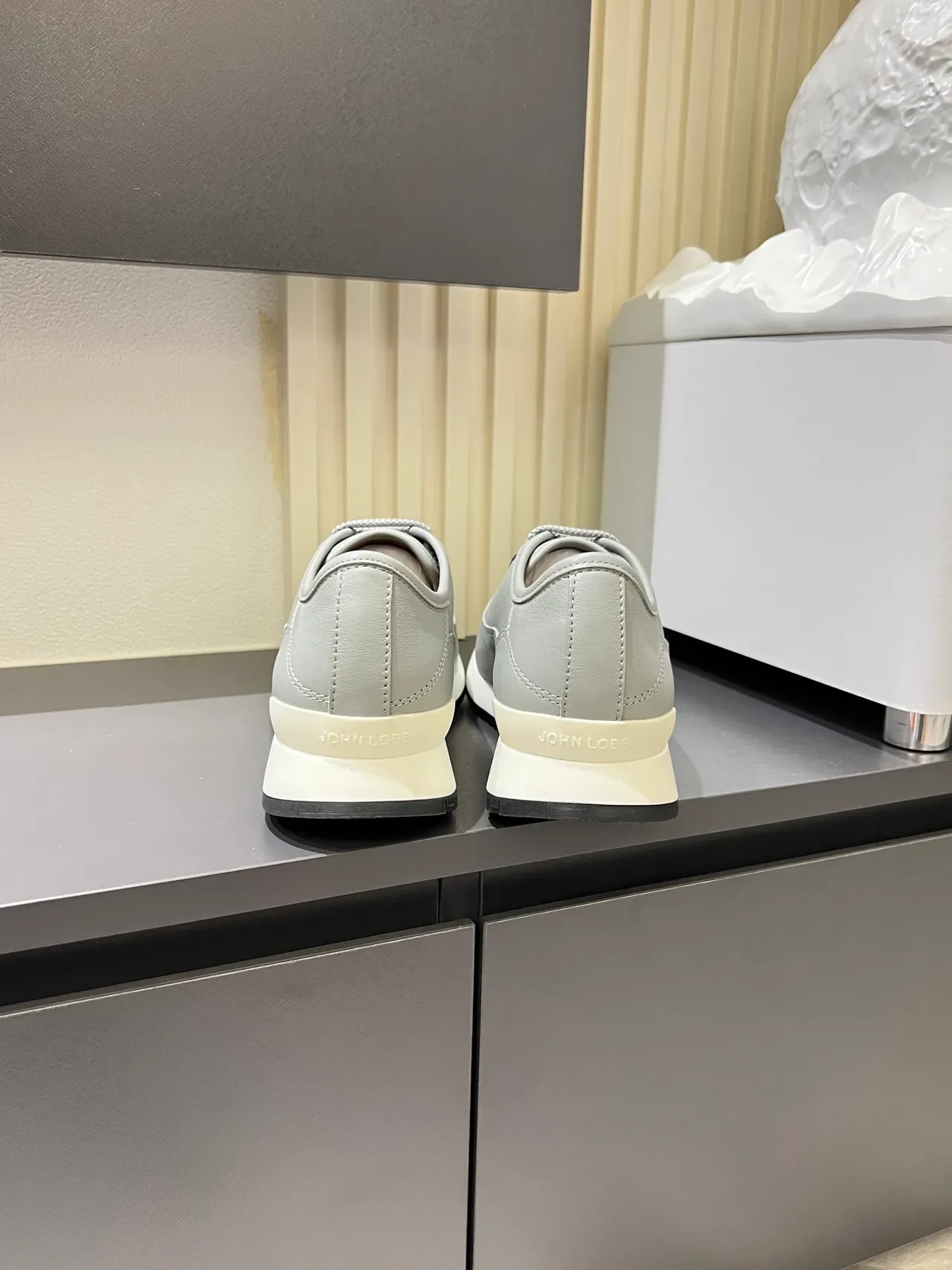 Light Gray Leather Lifestyle Sneakers 2