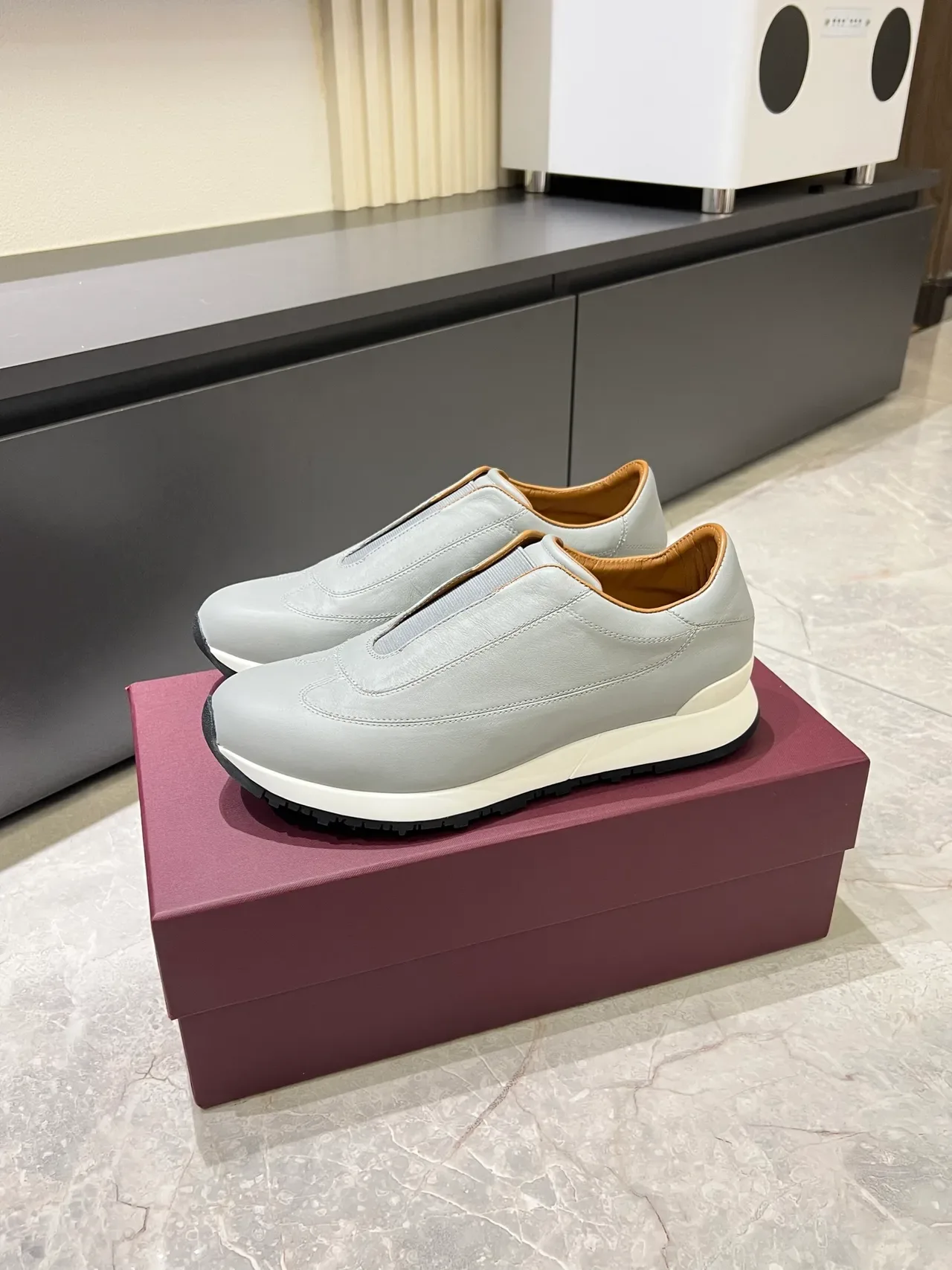 Light Gray Slip-On Lifestyle Sneakers 5