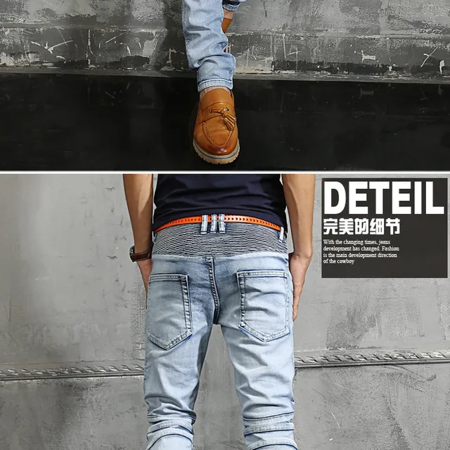 Light Wash Distressed Panelled Slim-Fit Ripped Jeans 3