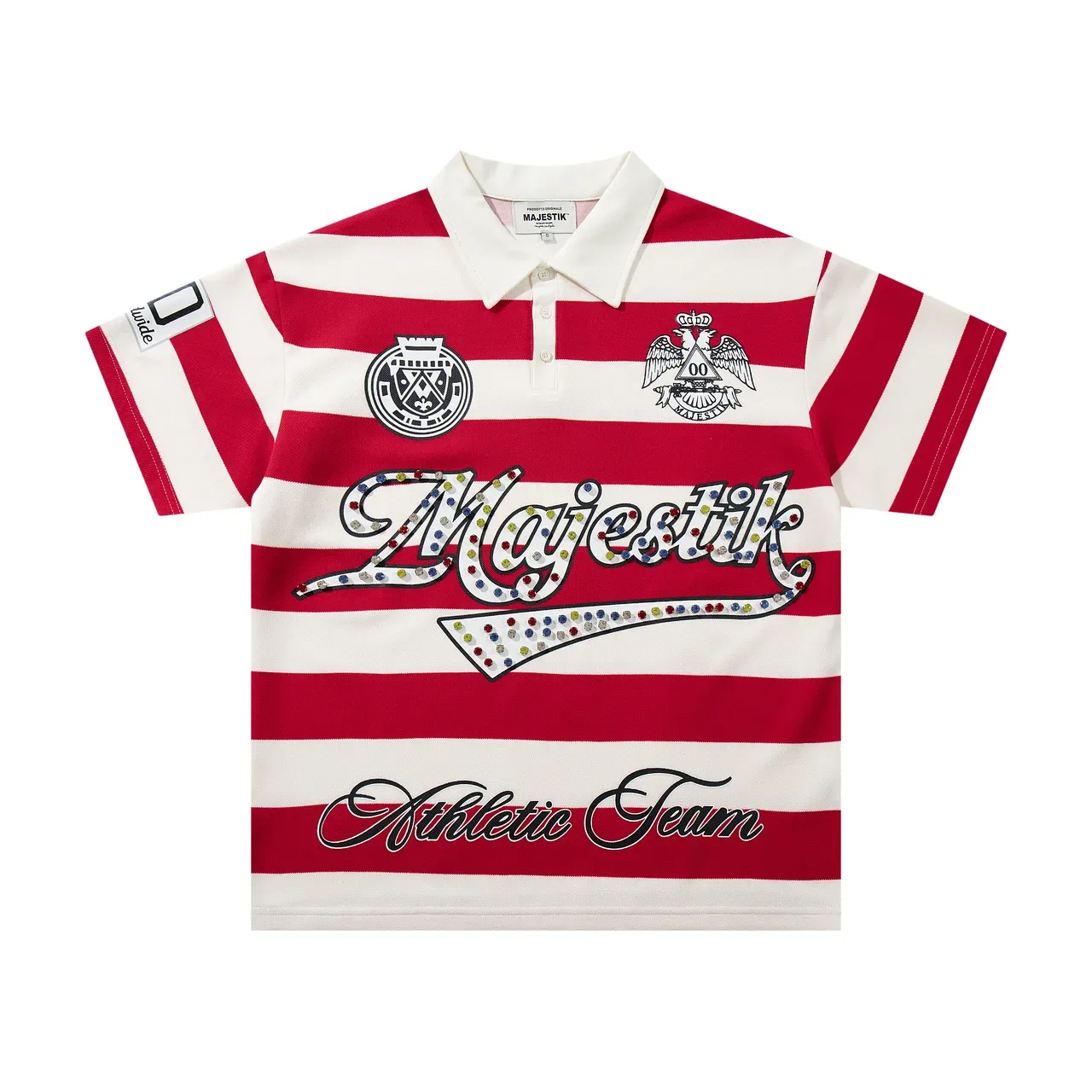 Majestik Athletic Team Striped Embroidered Polo Shirt 4