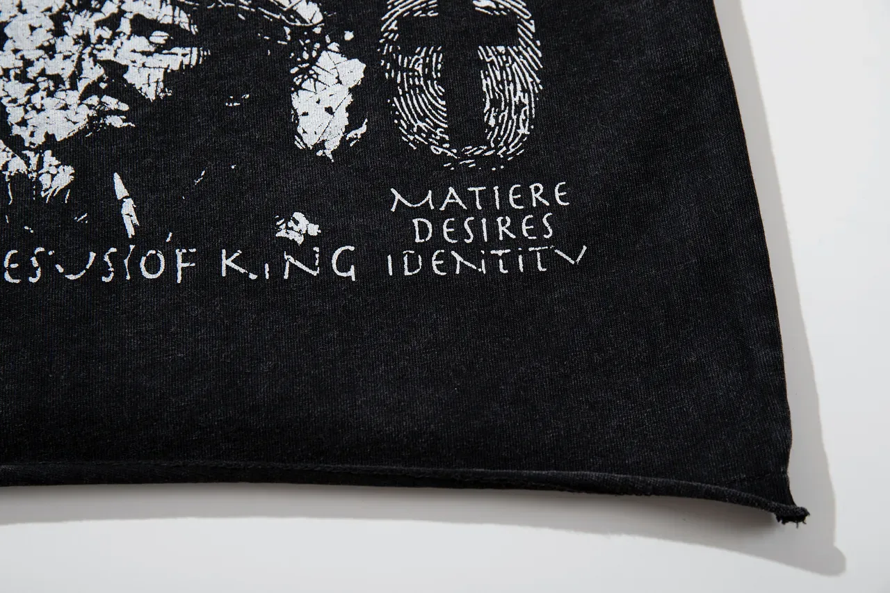 MAJESTIK Distressed Black Graphic Print Oversized T-Shirt 5