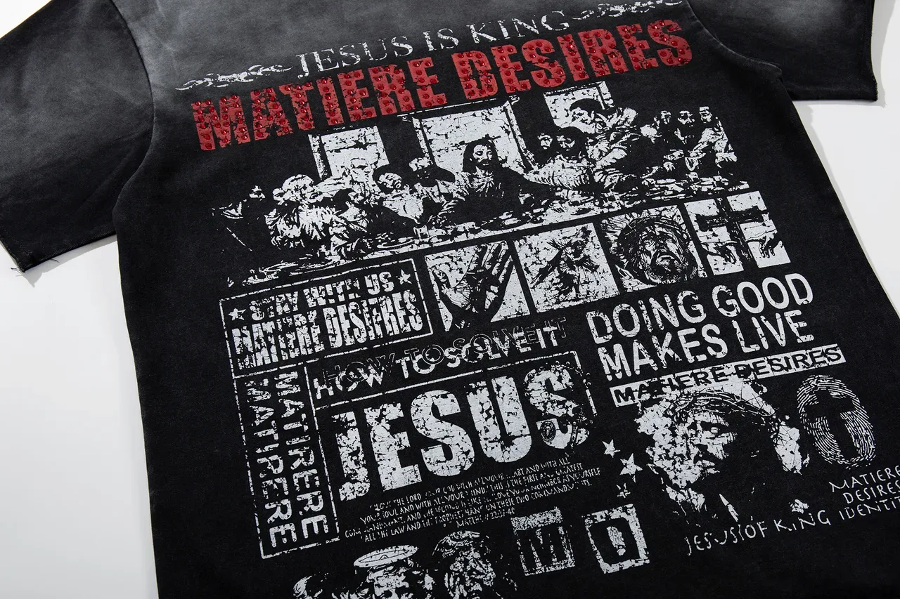 MAJESTIK Distressed Black Graphic Print Oversized T-Shirt 7