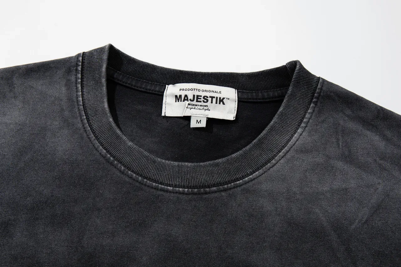 MAJESTIK Distressed Black Graphic Print Oversized T-Shirt 8