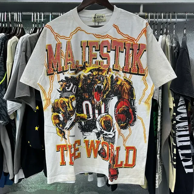 Majestik Fearless Bear Graphic Print White T-Shirt 5