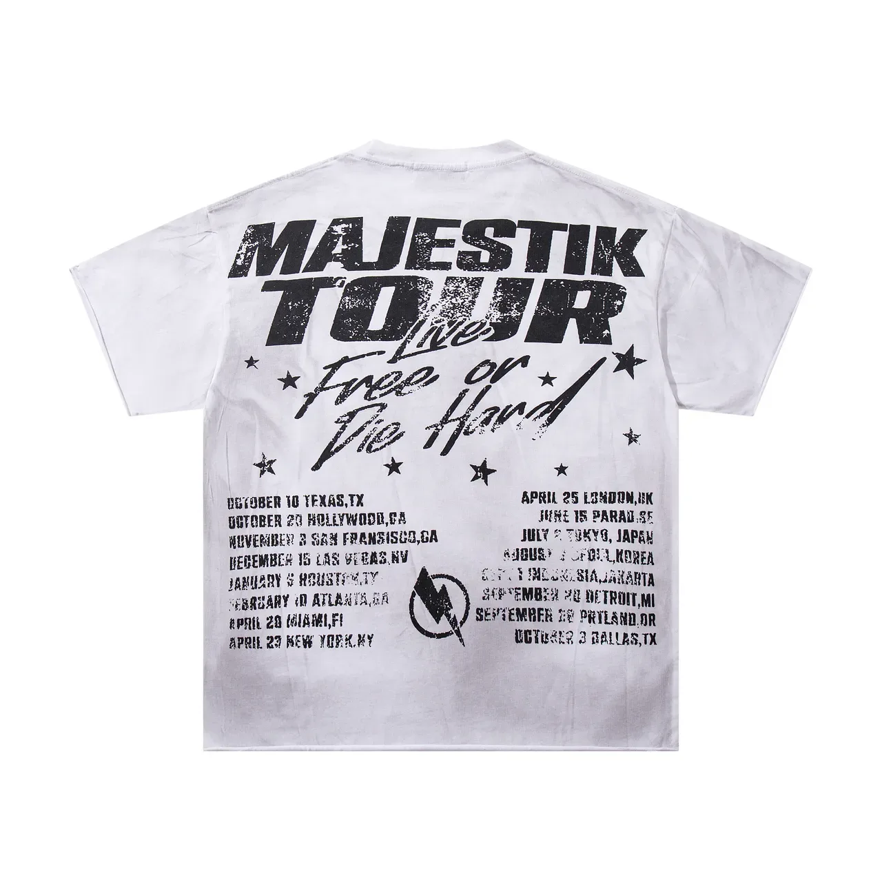 Majestik Tour Live Free or Die Hard Graphic Print White T-Shirt 3