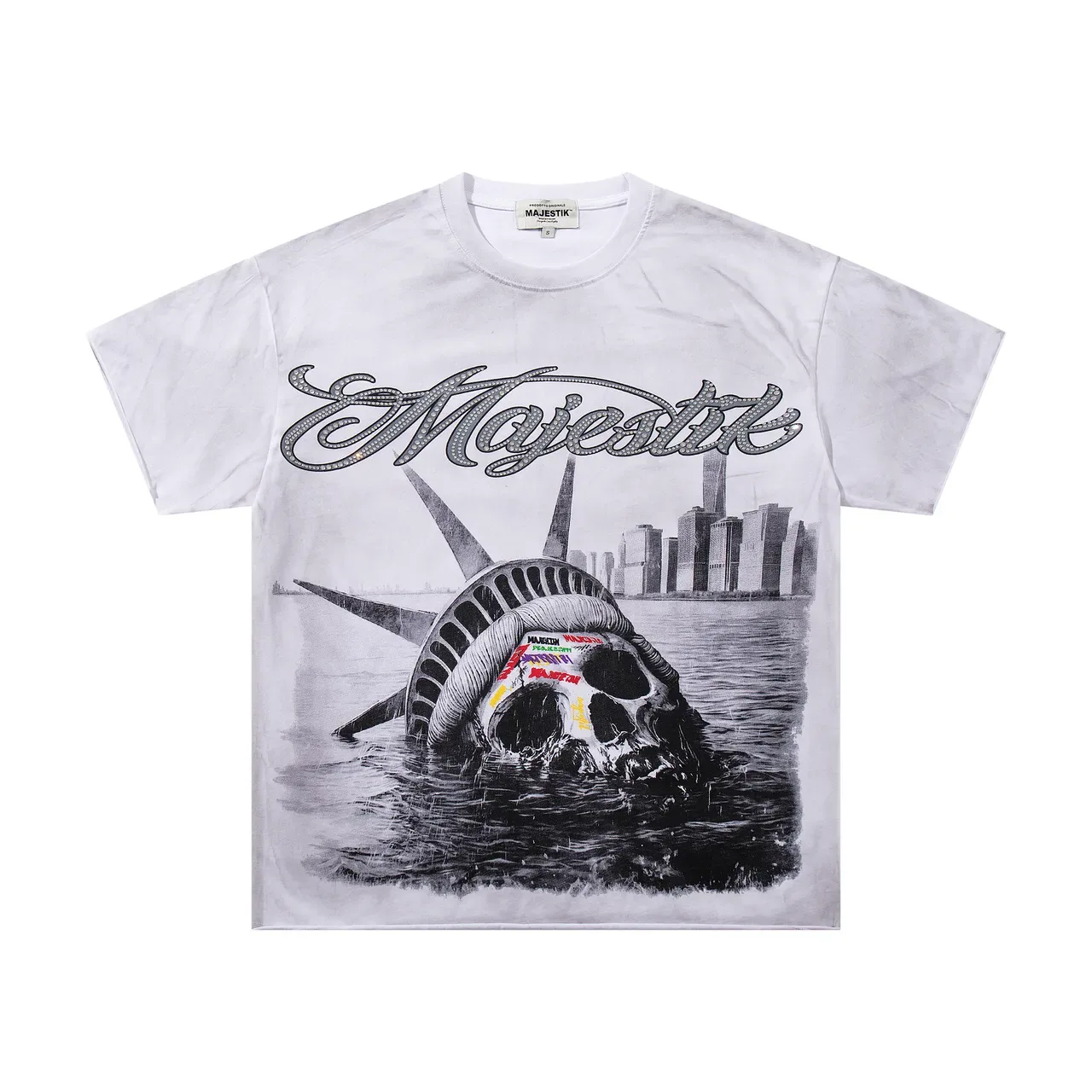 Majestik Tour Live Free or Die Hard Graphic Print White T-Shirt 4