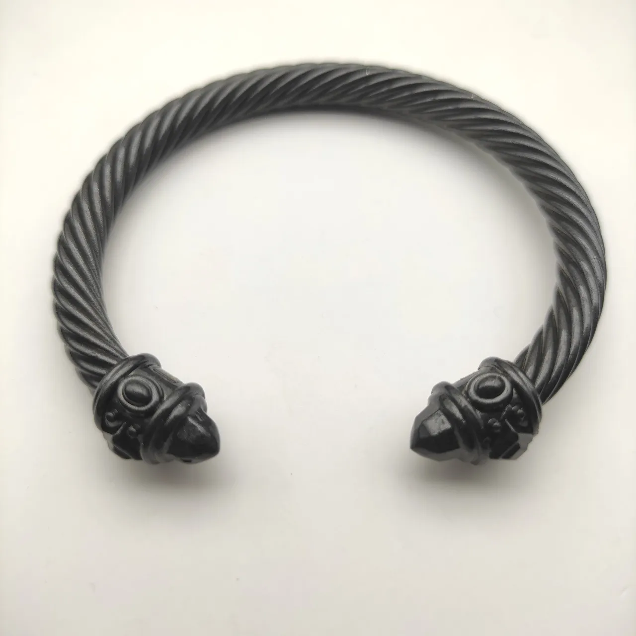 Matte Black Twisted Rope Cable Bracelet 4