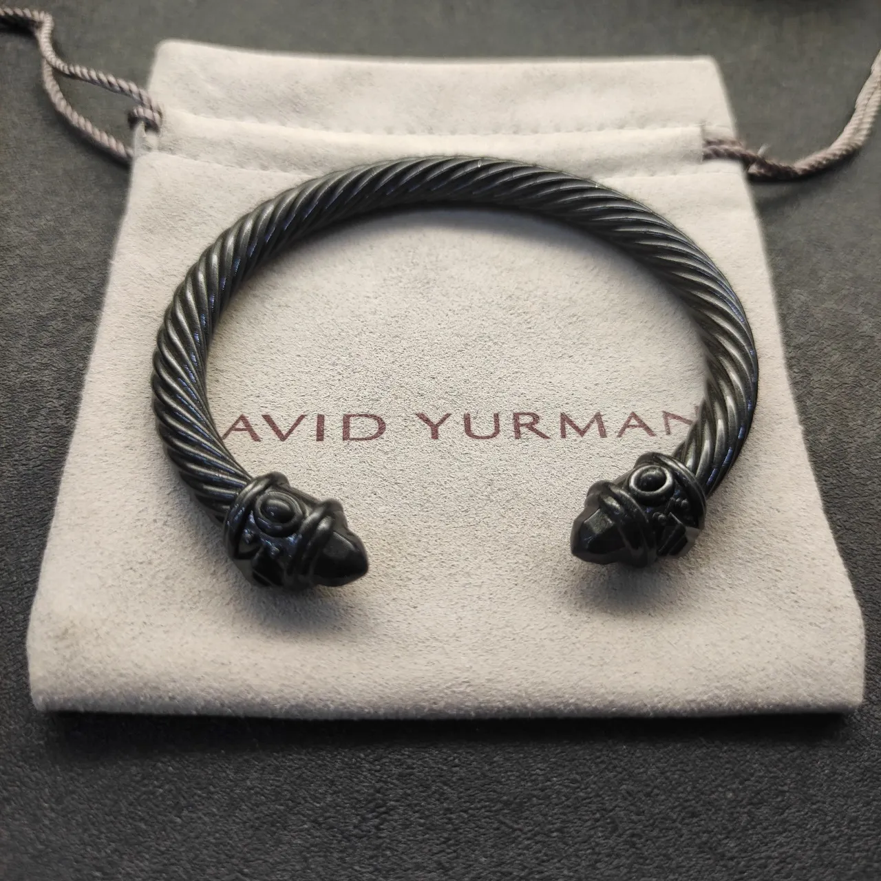 Matte Black Twisted Rope Cable Bracelet 5