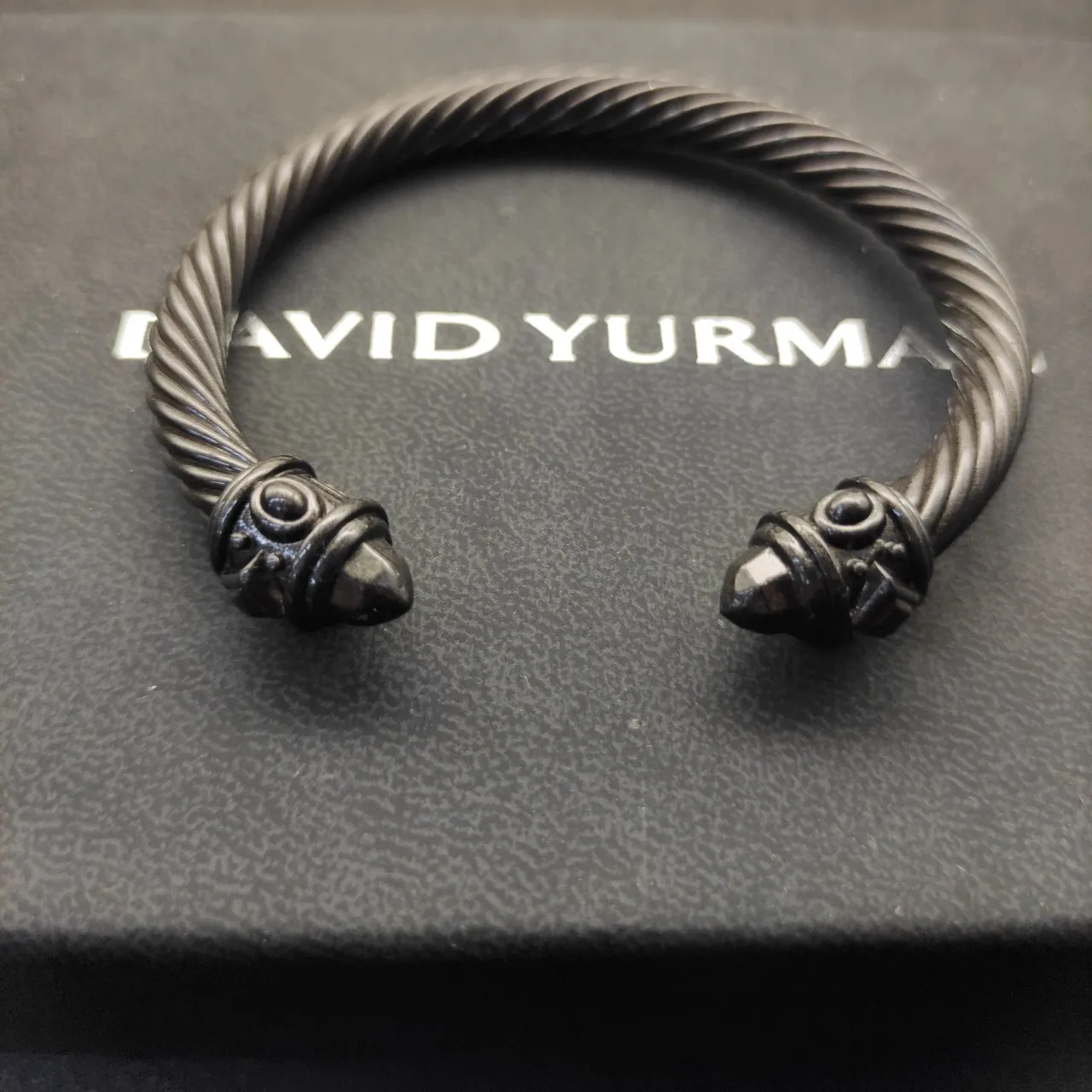 Matte Black Twisted Rope Cable Bracelet 6