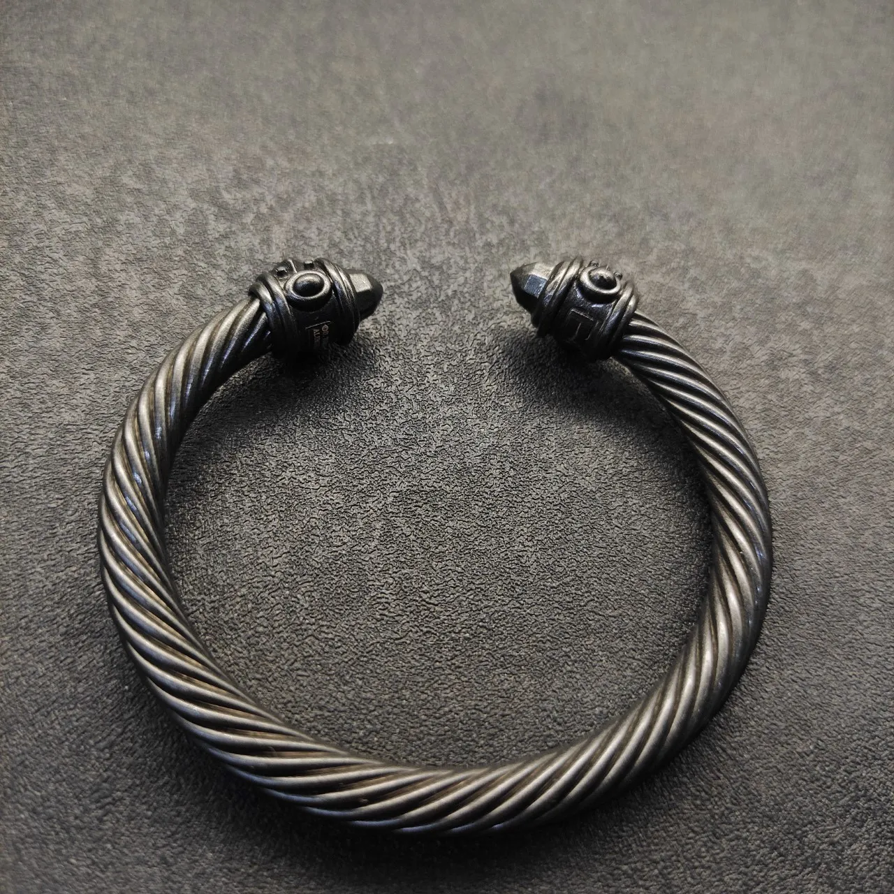 Matte Black Twisted Rope Cable Bracelet 8