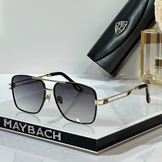 MAYBACH Black Gold Square Aviator Double Bridge Sunglasses