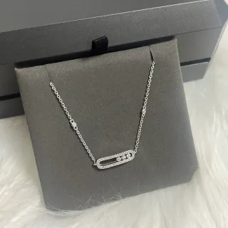 Messika Move Uno plata negro Pavé-Set collar con colgante de barra alargada