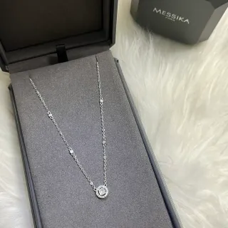 Messika Collar de Cadena de Eslabones Finos Plata Blanca con Colgante Halo