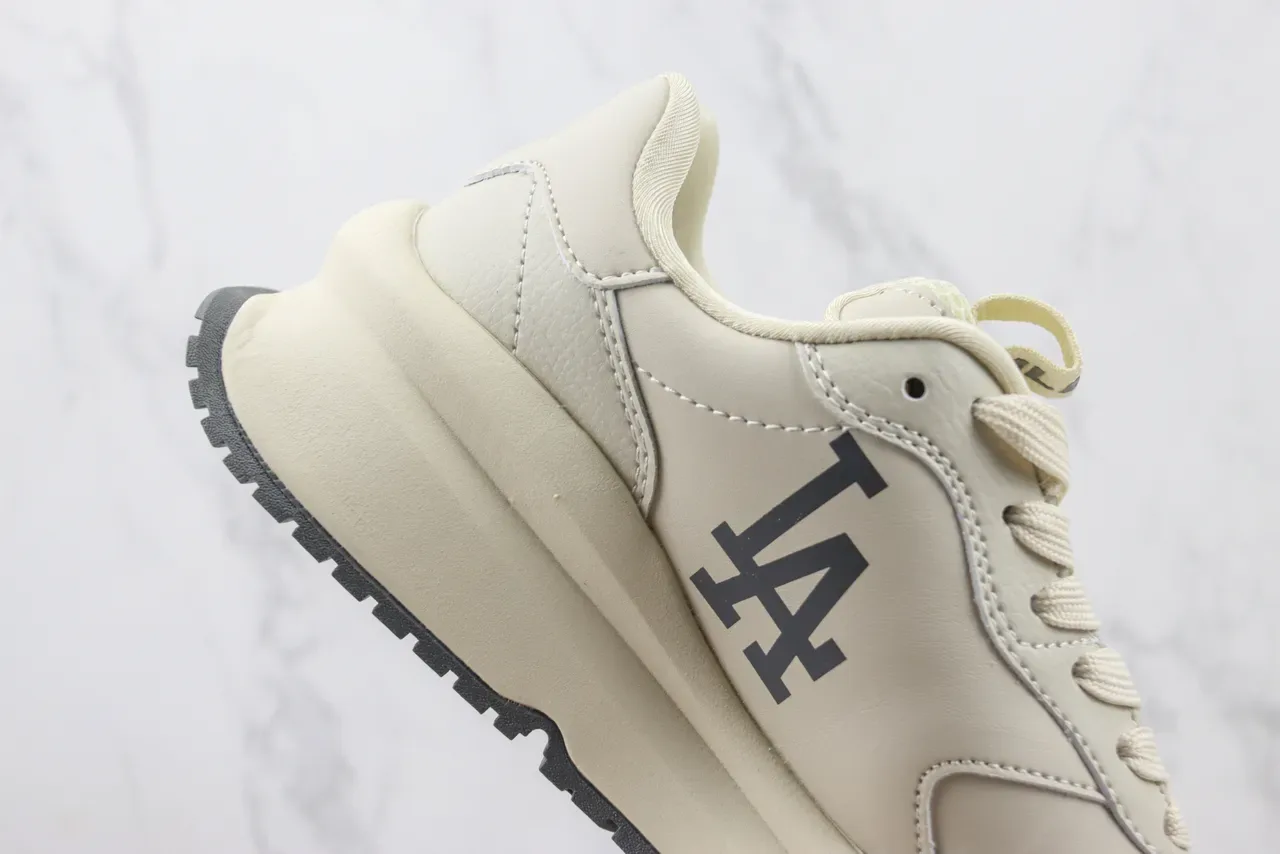 MLB LA Logo Runner Beige Gray Low-Top Layered Midsole Lifestyle Sneakers 5