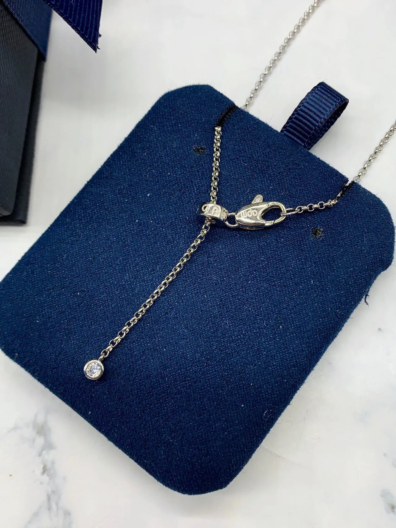 Monaco Silver Navy Curb Chains Halo-Set Crystal Pendants Necklace 4