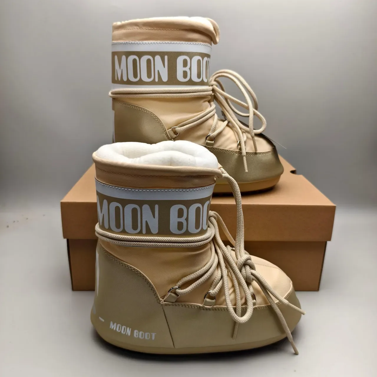 Moon Boot Classic Metallic Gold Shearling-Lined Snow Boots 5