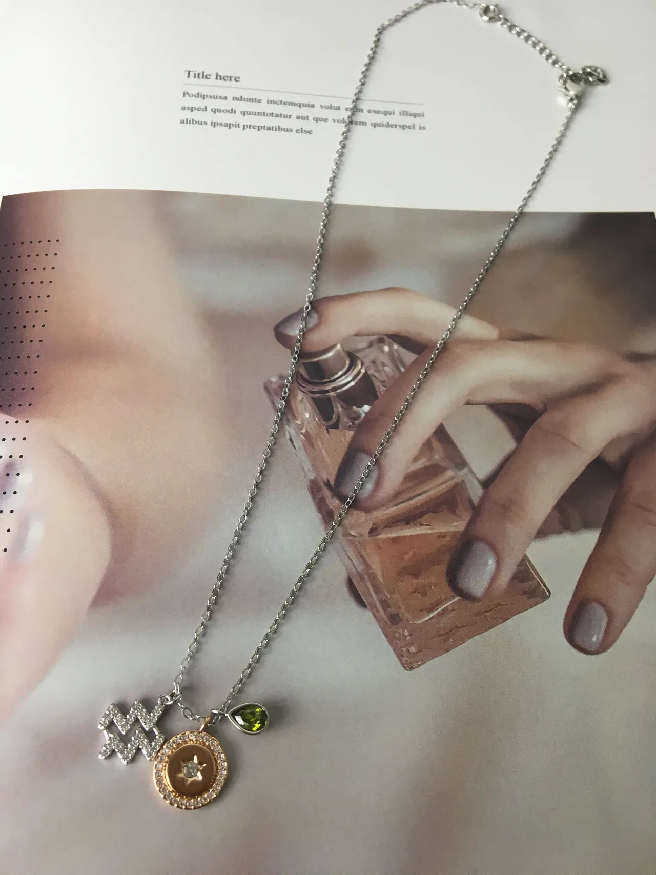 Multi-Charm Zodiac and Peridot Pendant Necklace 7