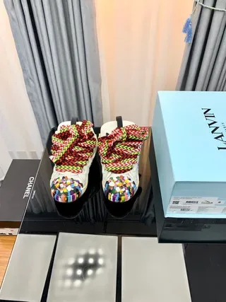 Multicolor Pixel Toe Laceless Woven Strap Sneakers 3