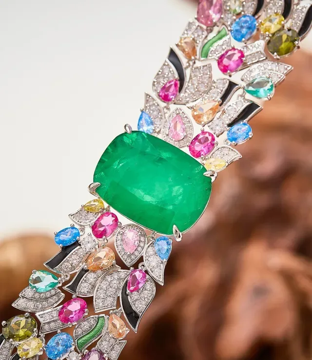 Multigemstone Pavé-Diamond Enamel-Accented Articulated Link Bracelet 2