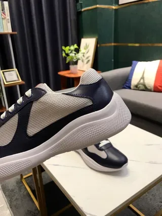 Navy and Gray Two-Tone Mesh Panel Sneakers 6