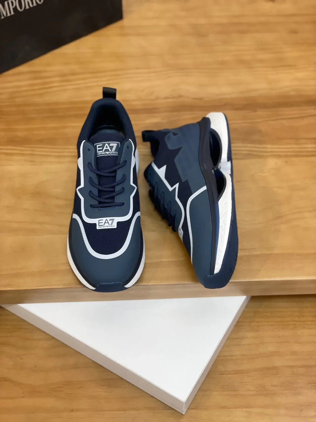 Navy Blue and White Piped Layered Upper Sneaker 3