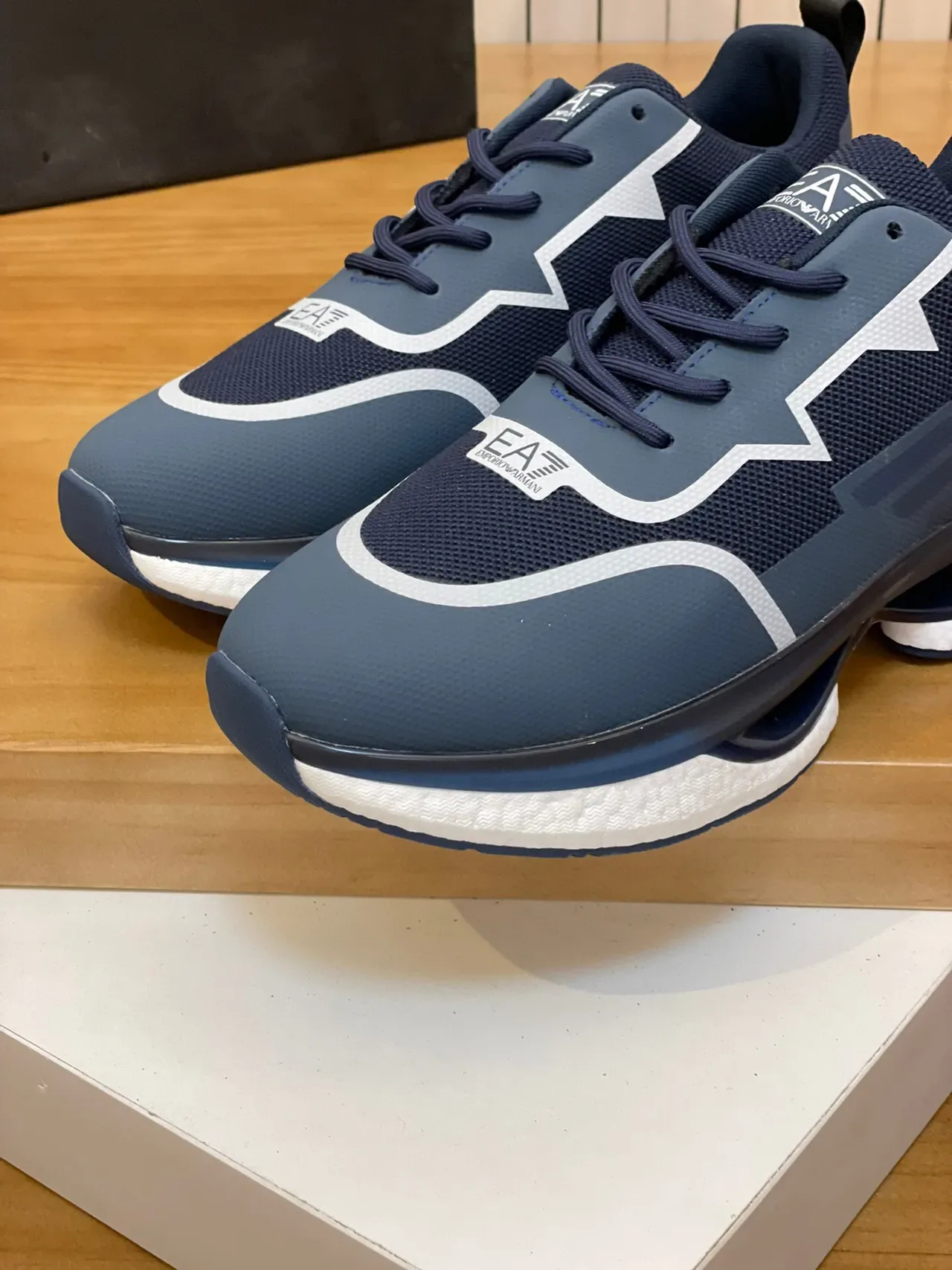 Navy Blue and White Piped Layered Upper Sneaker 6