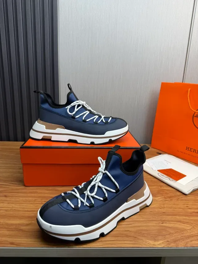 Navy Blue Slip-On Collar Lace-Up Lifestyle Sneaker 4