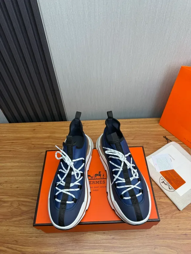 Navy Blue Slip-On Collar Lace-Up Lifestyle Sneaker 5