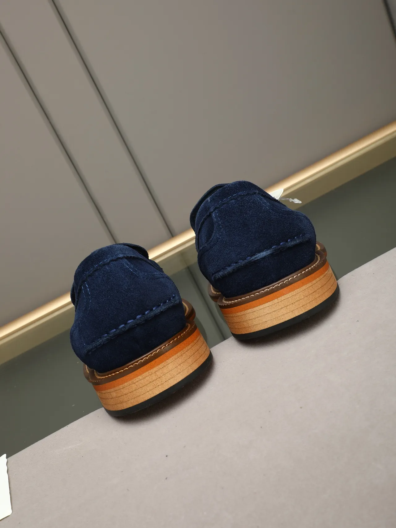 Navy Brown Suede Penny Strap Loafer 3