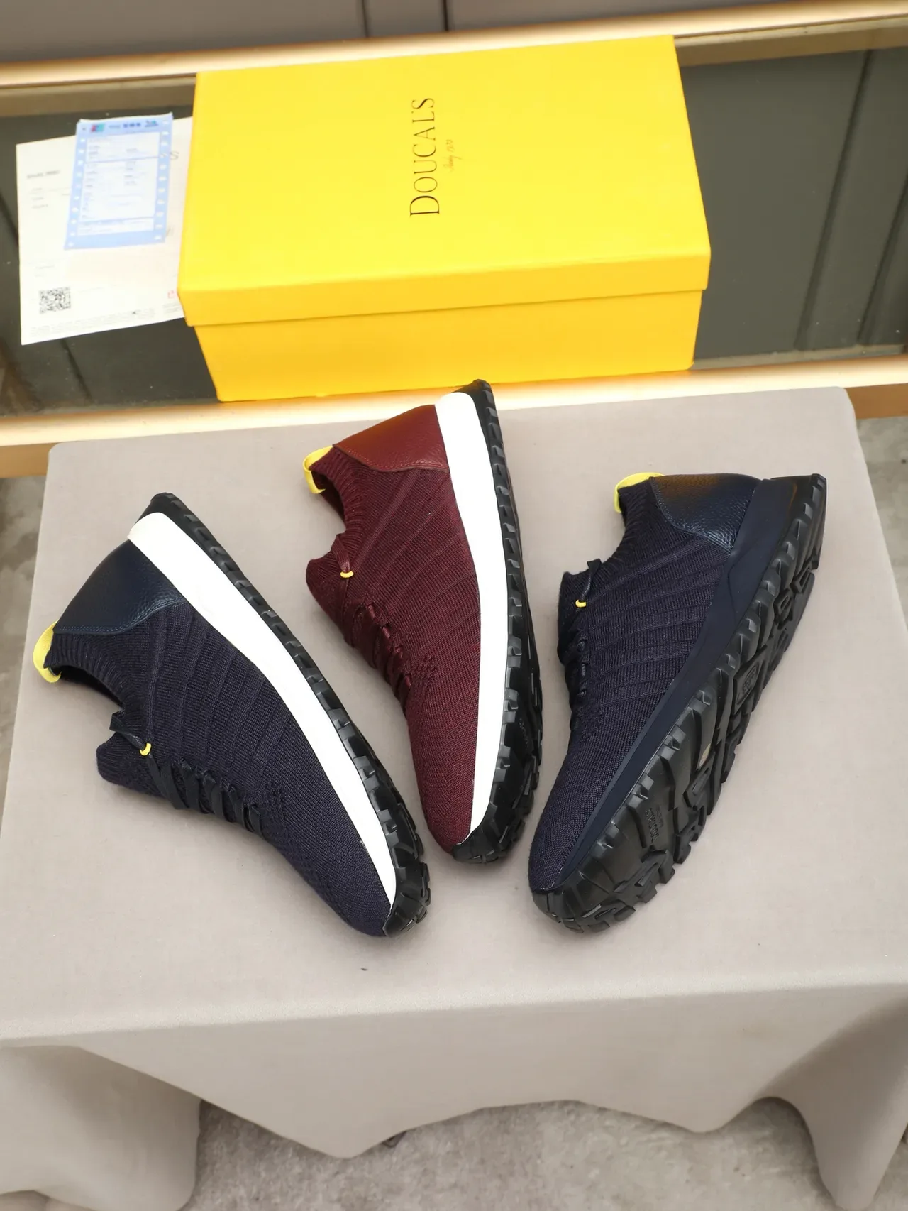 Navy Knit and Leather Slip-On Sneaker 2