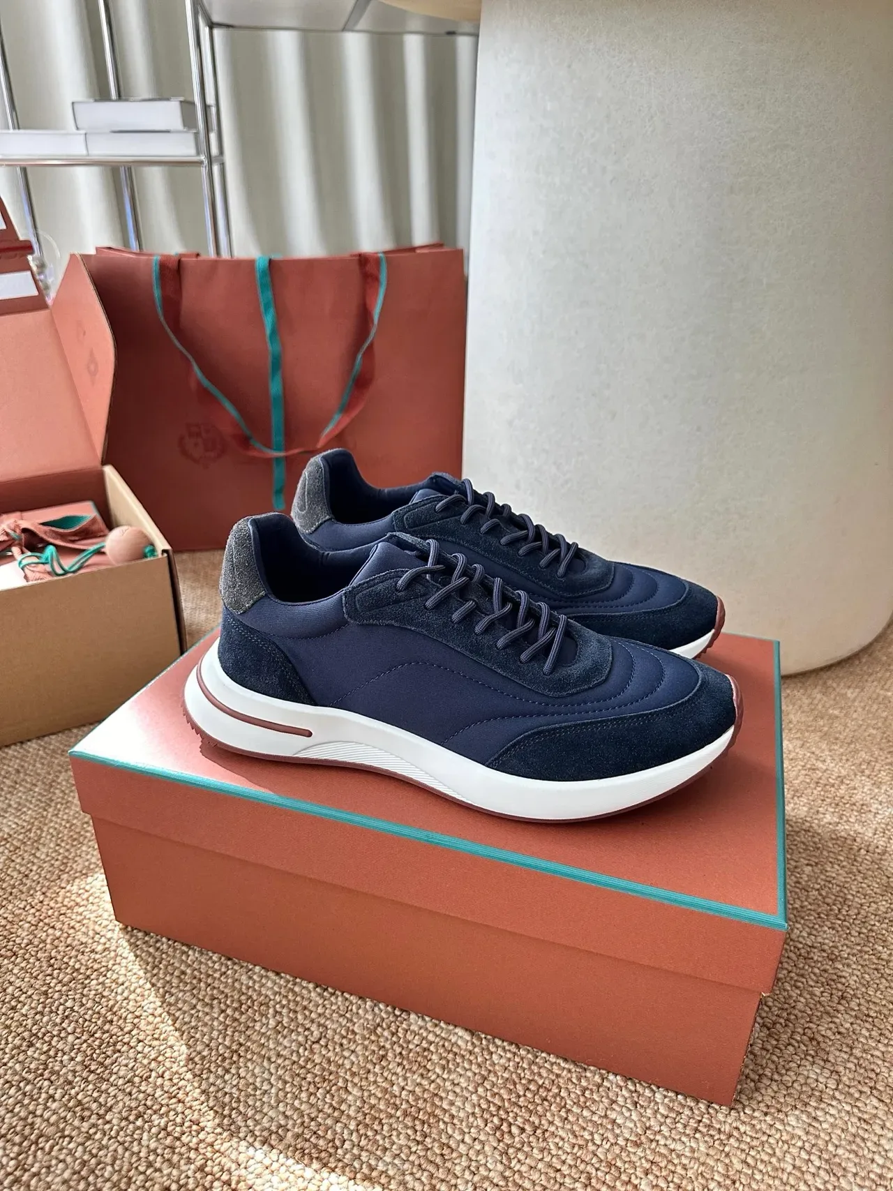 Navy Suede and Textile Low-Top Lifestyle Sneaker 2