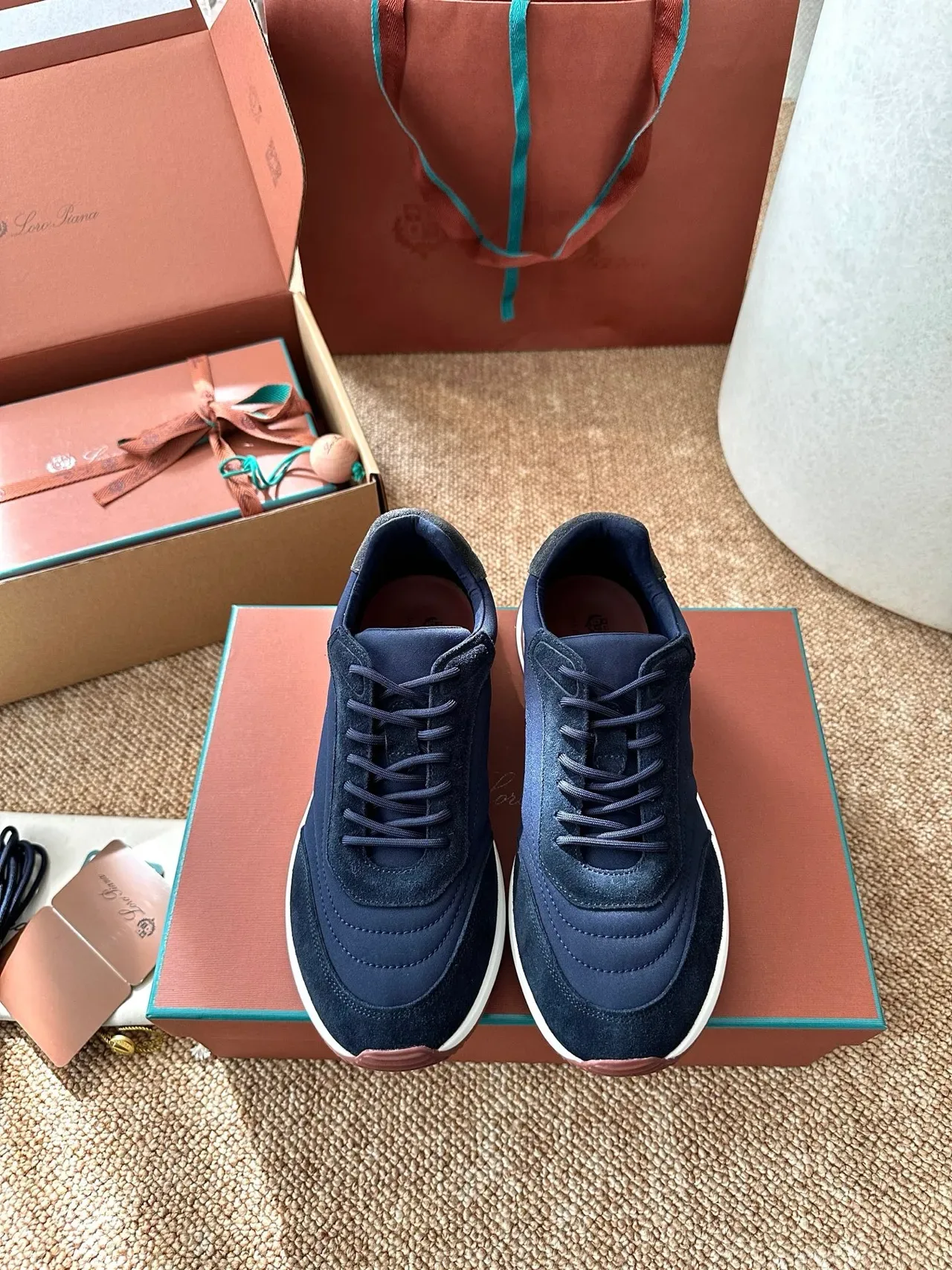 Navy Suede and Textile Low-Top Lifestyle Sneaker 3