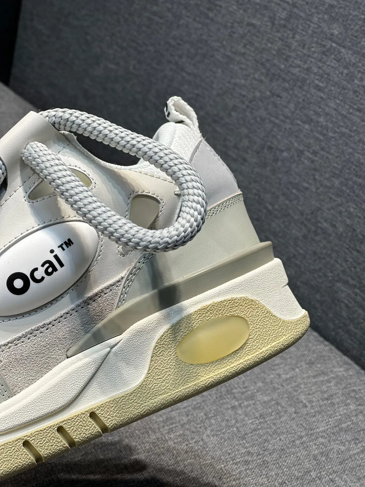 Ocai White Beige Layered Upper Rope Laces Chunky Sneakers 9