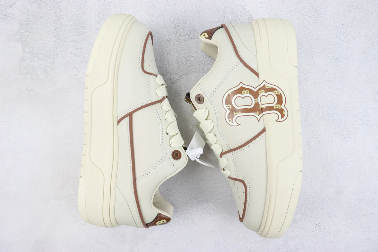 Off-White Cream and Brown Monogram Platform Lifestyle Sneaker 2