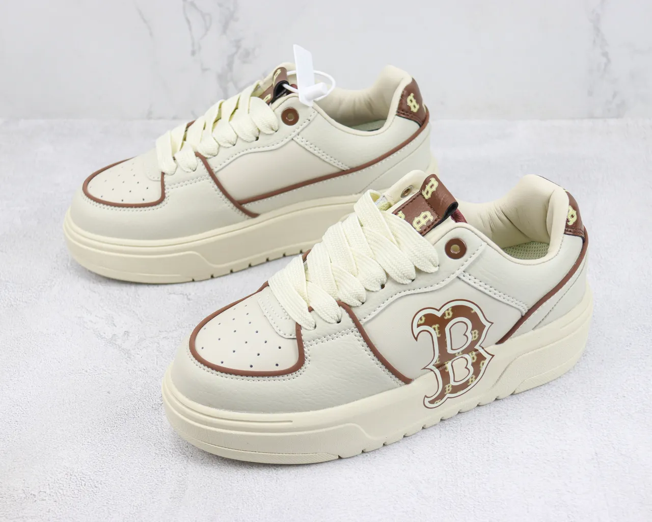 Off-White Cream and Brown Monogram Platform Lifestyle Sneaker 4