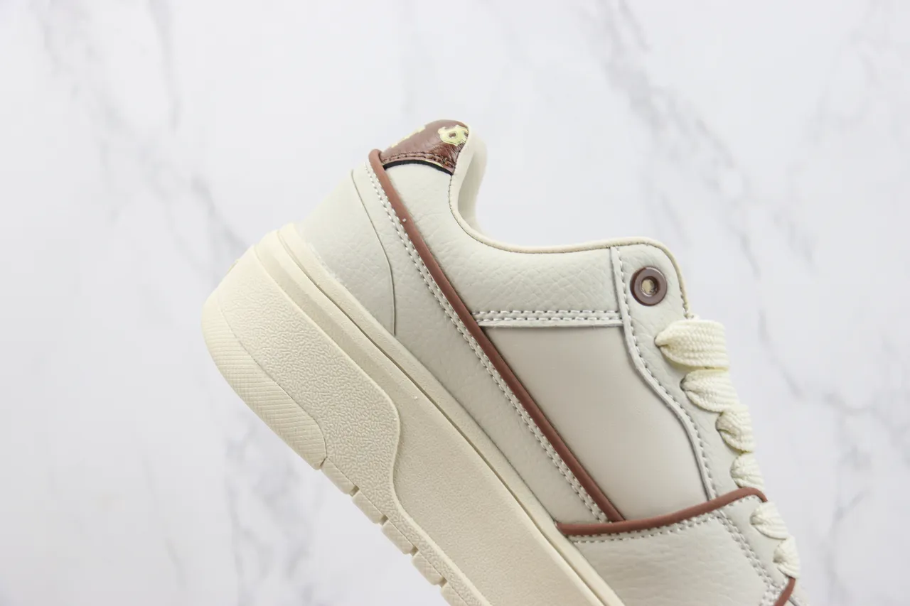Off-White Cream and Brown Monogram Platform Lifestyle Sneaker 5