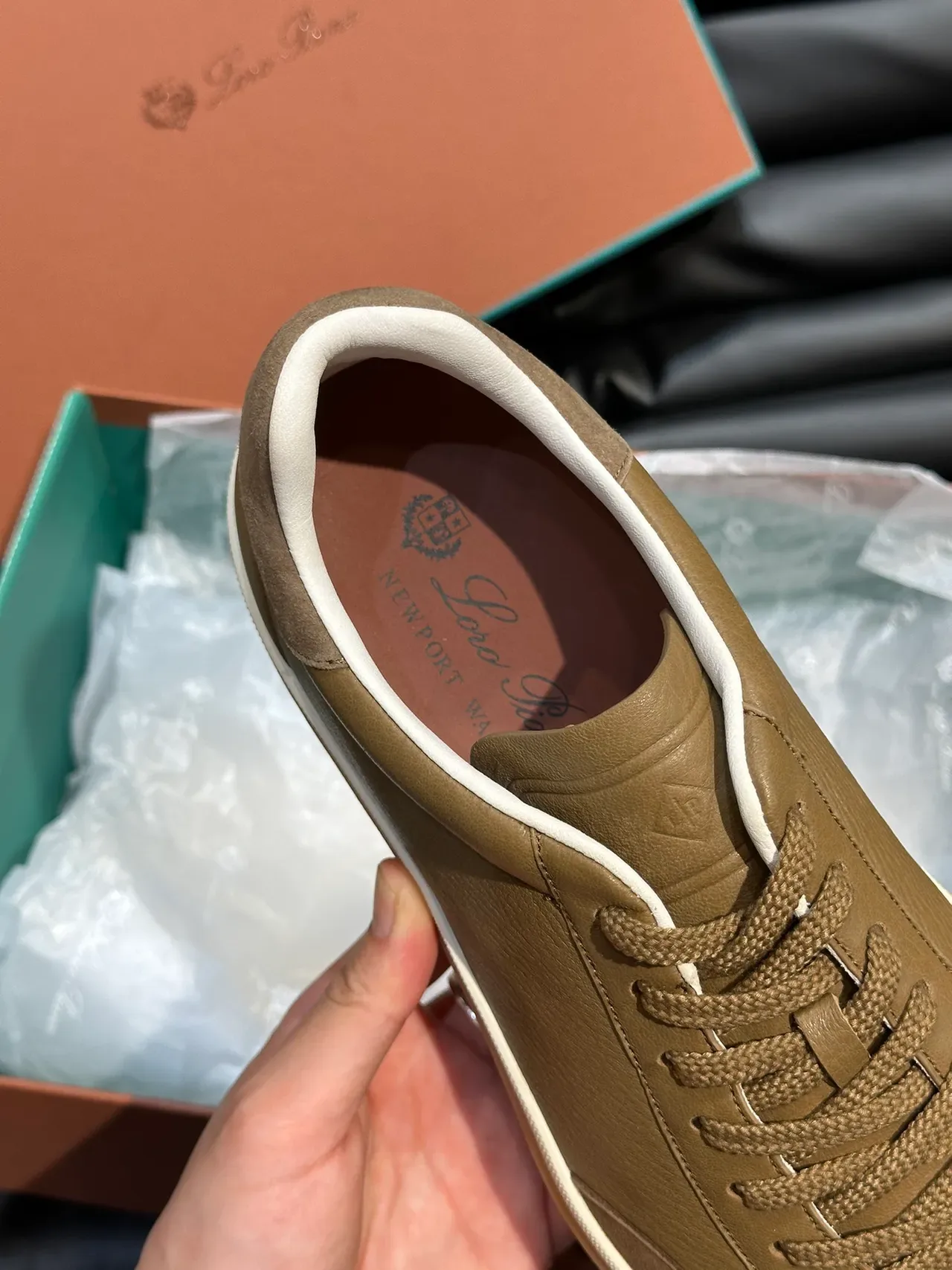 Olive Green Leather-Suede Mix Low-Top Sneakers 4