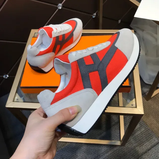Orange and Gray Color-Blocked Textile-Suede Lifestyle Sneaker 4