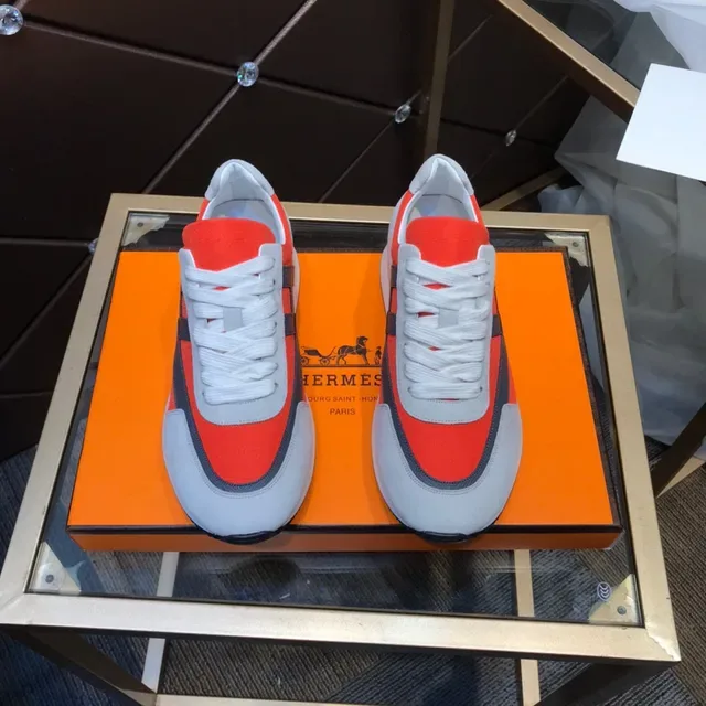 Orange and Gray Color-Blocked Textile-Suede Lifestyle Sneaker 9