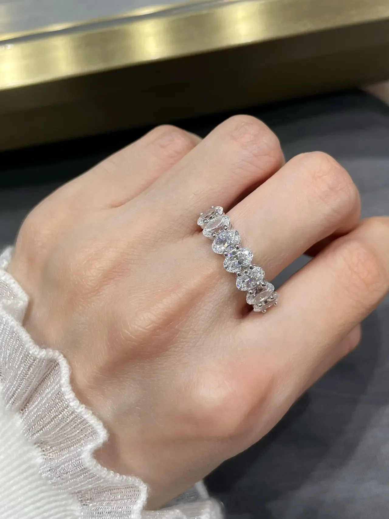 Oval-Cut Stone Eternity Band Ring 8