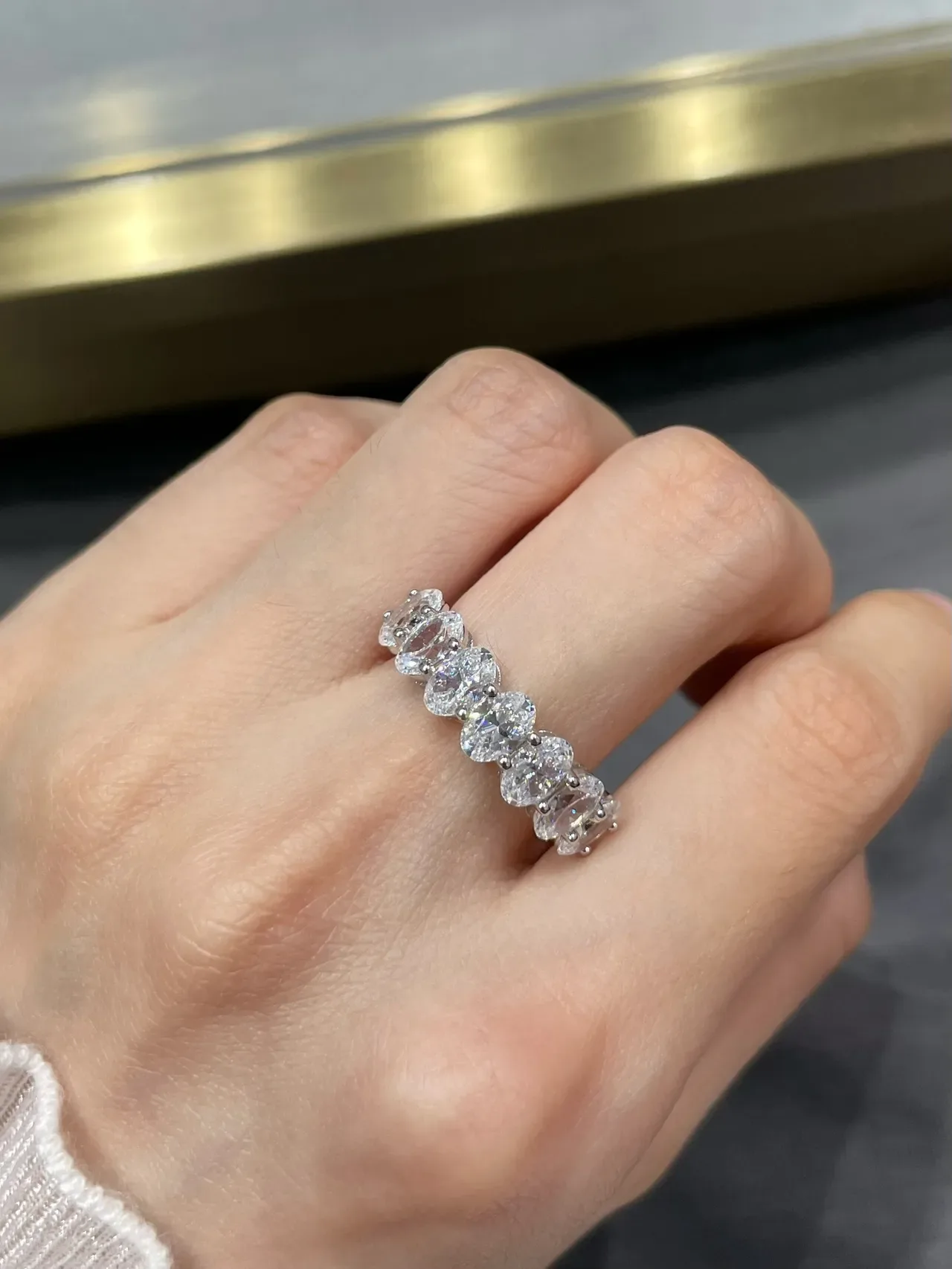 Oval-Cut Stone Eternity Band Ring 9