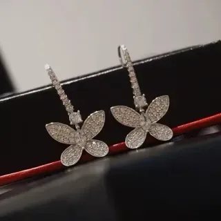 Pavé-Set Butterfly Dangling Earrings