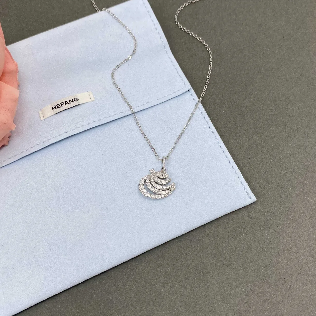 Pavé-Set Layered Wave Motif Silver-Toned Necklace 5