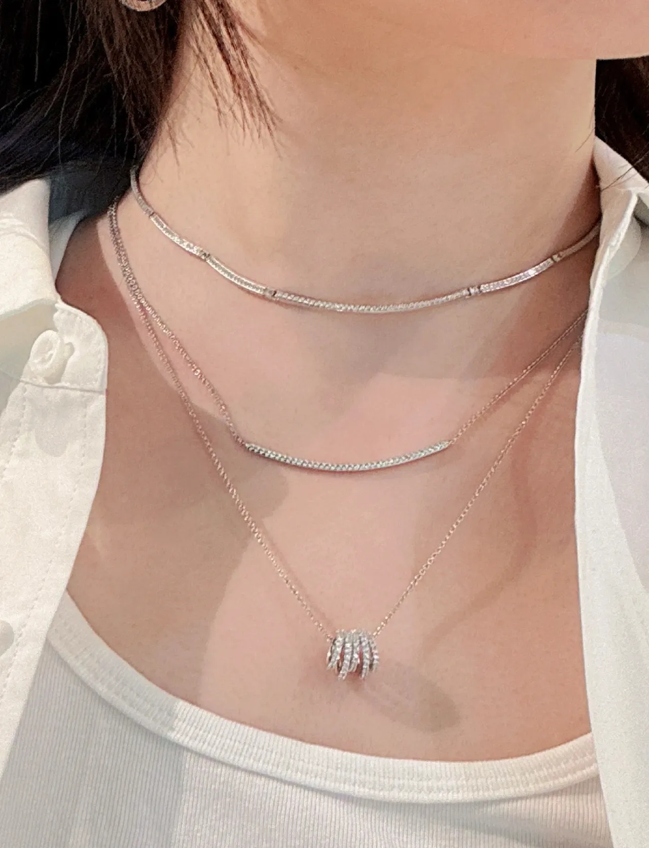 Pavé-Set Linear Chain Necklace 4