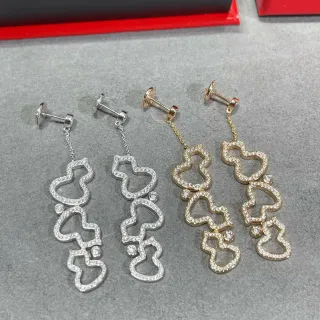 Pavé-Set Openwork Heart Motif Dangling Drop Earrings