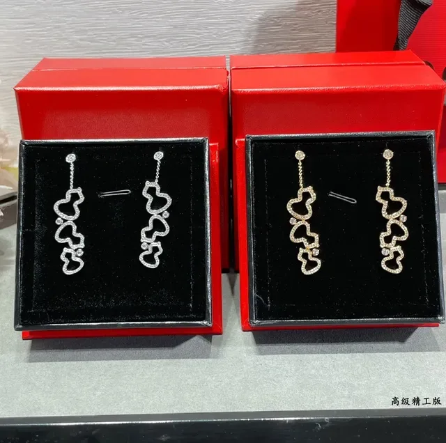 Pavé-Set Openwork Heart Motif Dangling Drop Earrings 3