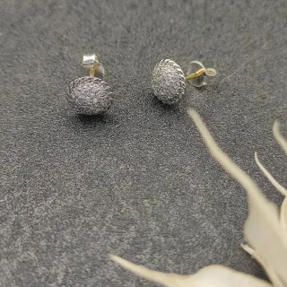 Pavé-Set Oval Dome Stud Earrings