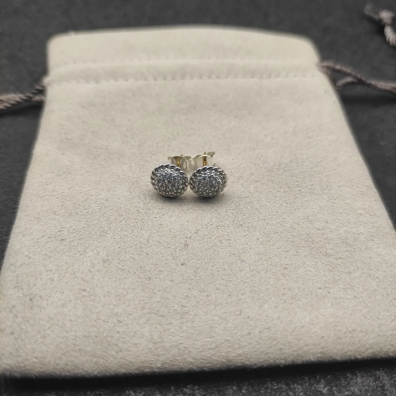 Pavé-Set Oval Dome Stud Earrings 4