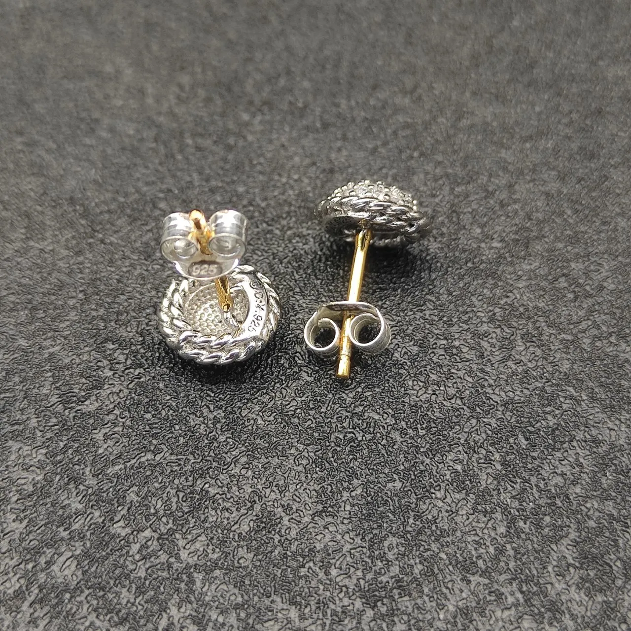 Pavé-Set Oval Dome Stud Earrings 9