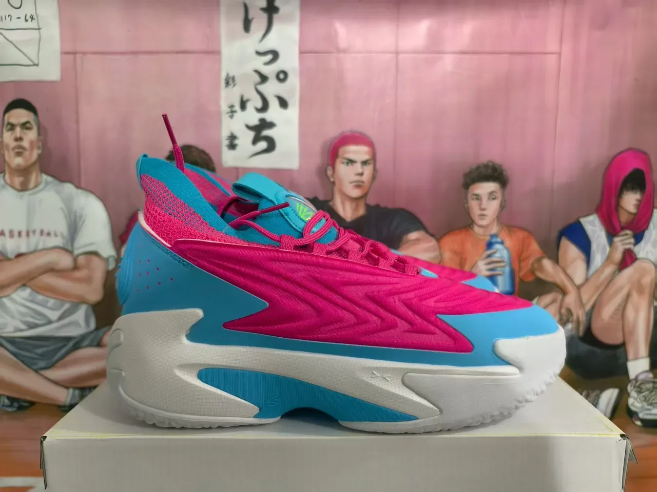 Pink and Cyan Multicolor High-Top Sculpted Midsole Sneakers 3